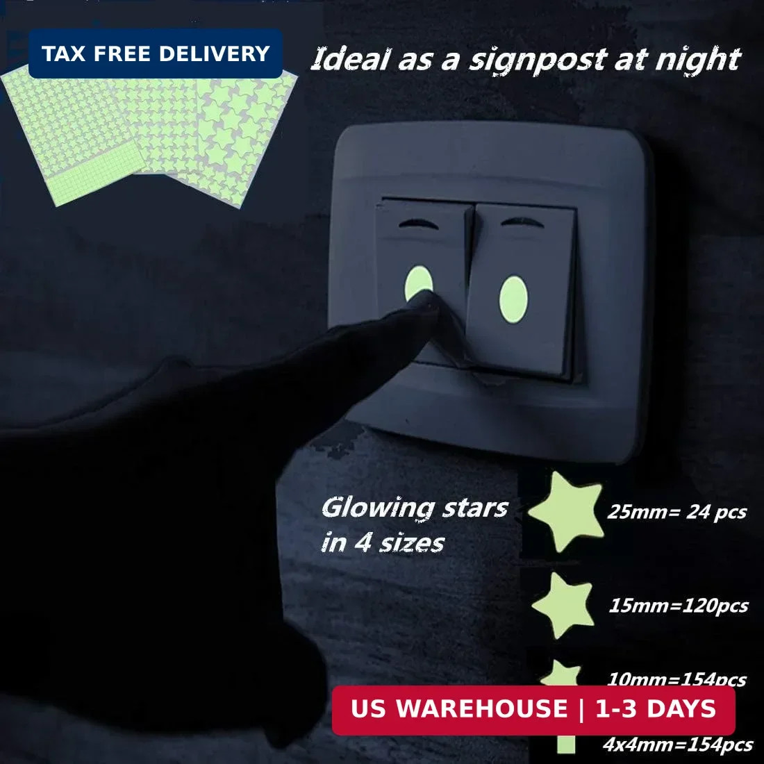 Glow in The Dark Stars Wall Stickers,Ceiling Star,Glowing Stars for Ceiling and