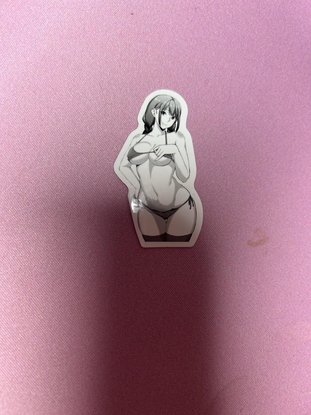 black and white waifu lewd sexy sticker #17