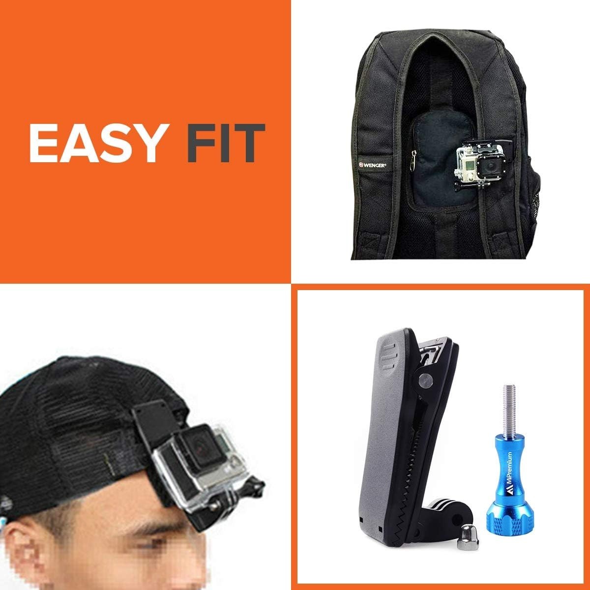 Backpack Strap Clip Mount for Gopro Hero 13 12 11 10 9 8 7 6 5 4 3+ Session Blac