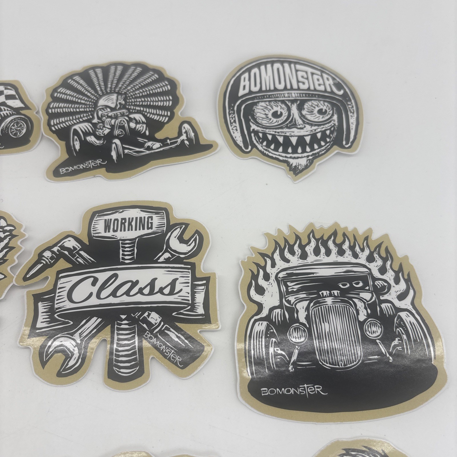 Lot of 18 BOMONSTER Hot Rod Vehicle Vinyl Stickers