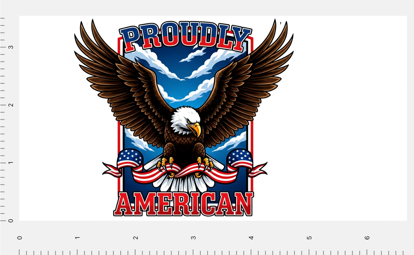 Bald Eagle Custom Sticker 4" x 7" Sheet Proudly American Flag Ribbon US USA