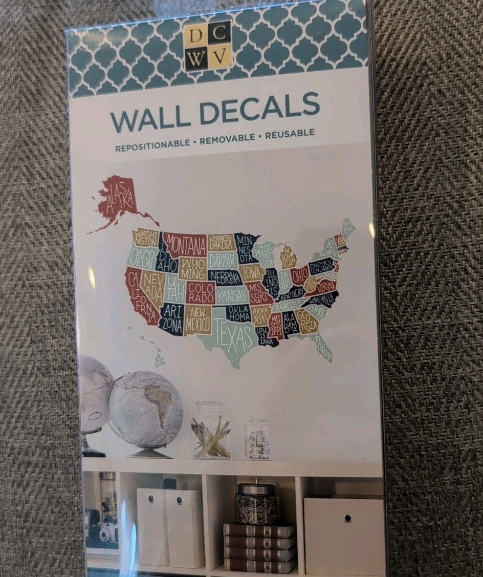 DCWV USA United States of America Map Wall Decal School Home Decor 40" X 32" New