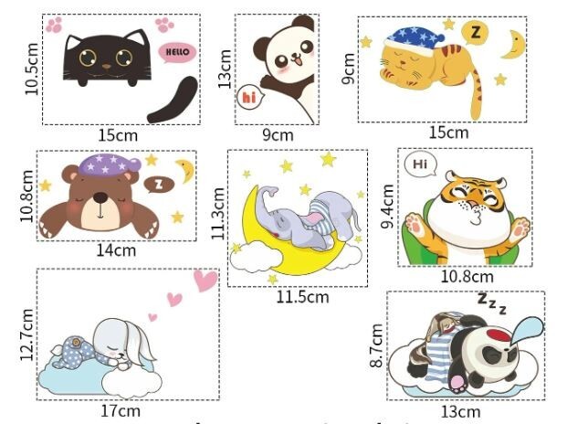1 Piece Cartoon Animals Art Vinyl Decal Wall Window Light Switch Outlet Sticker