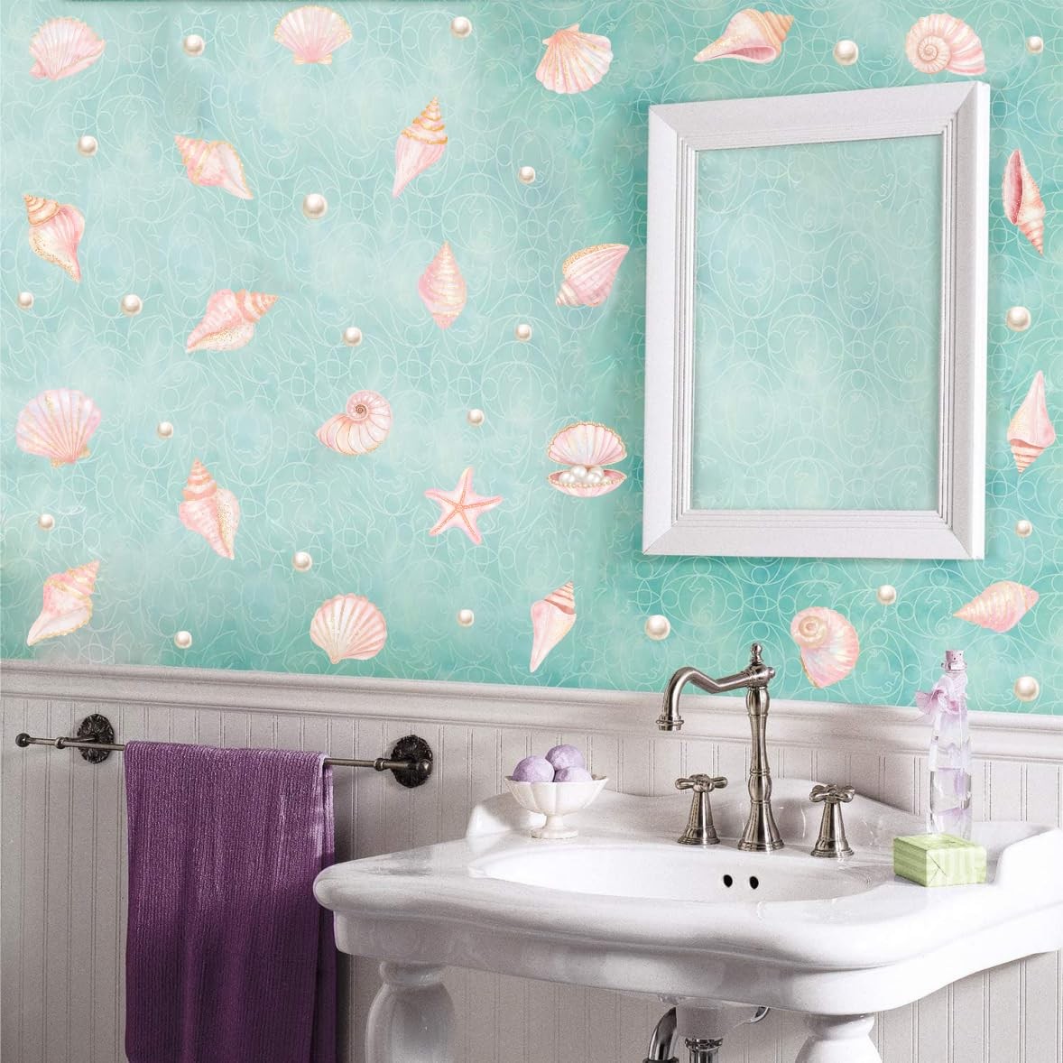 Pink Shell Wall Decal, Under The Sea Shell Vinyl Wall Stickers, Removable Oce…