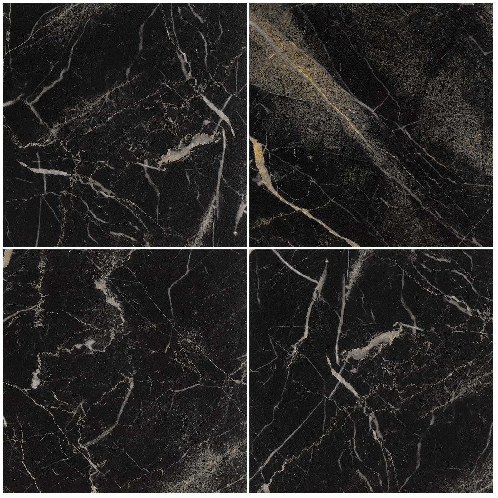 LaCheery 12×12 Peel and Stick Floor Tile Waterproof Bathroom Black Marble Pee…