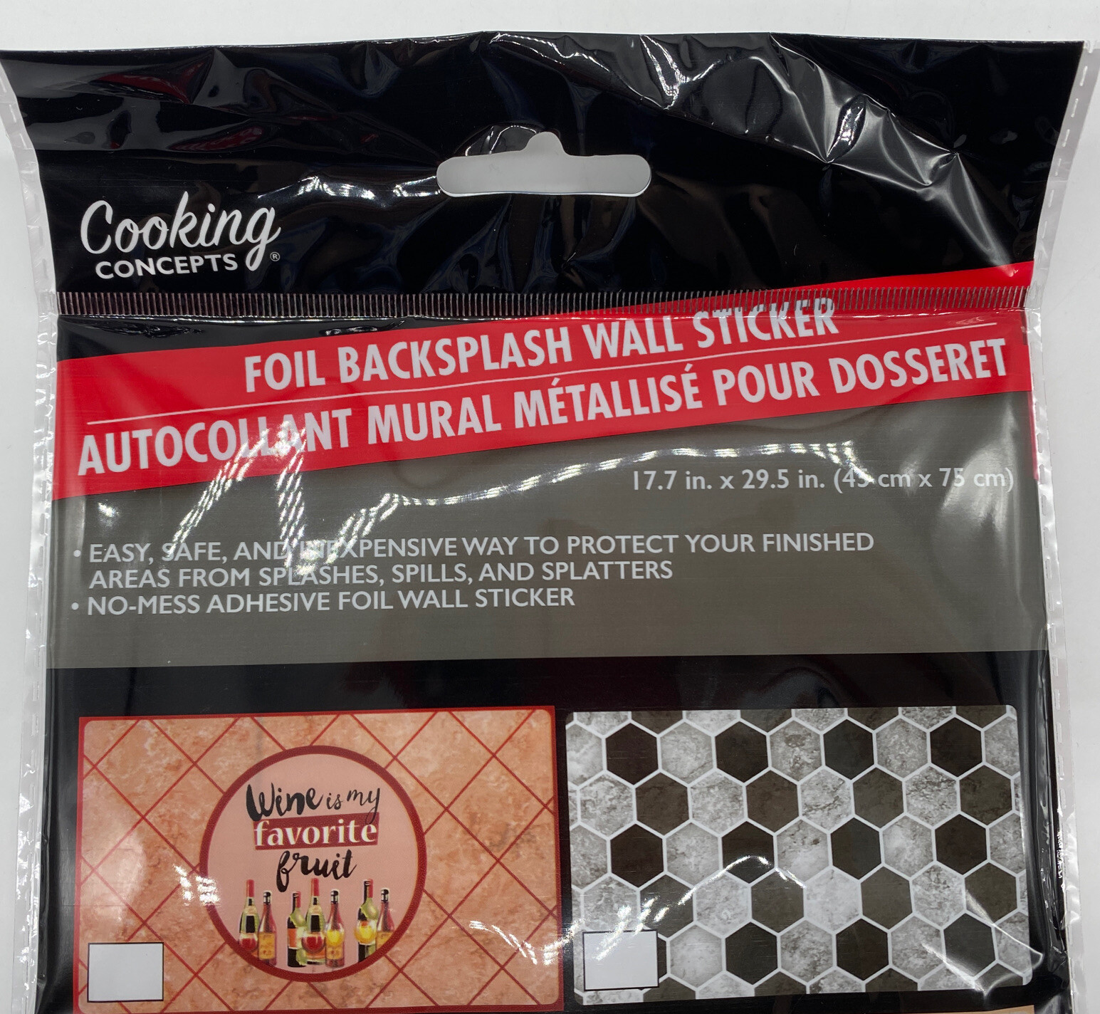 New Cooking Concepts Gray Subway Tile Foil Backsplash Wall Sticker 17 x 29 NIP