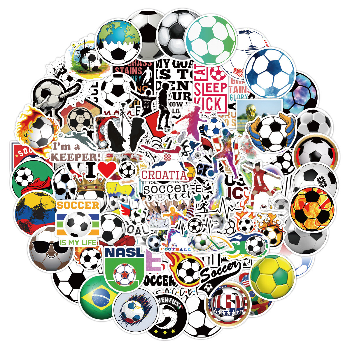 100Pcs Soccer Sticker for Kids Adults Kids Classroom Teens Girls Scrapbooking