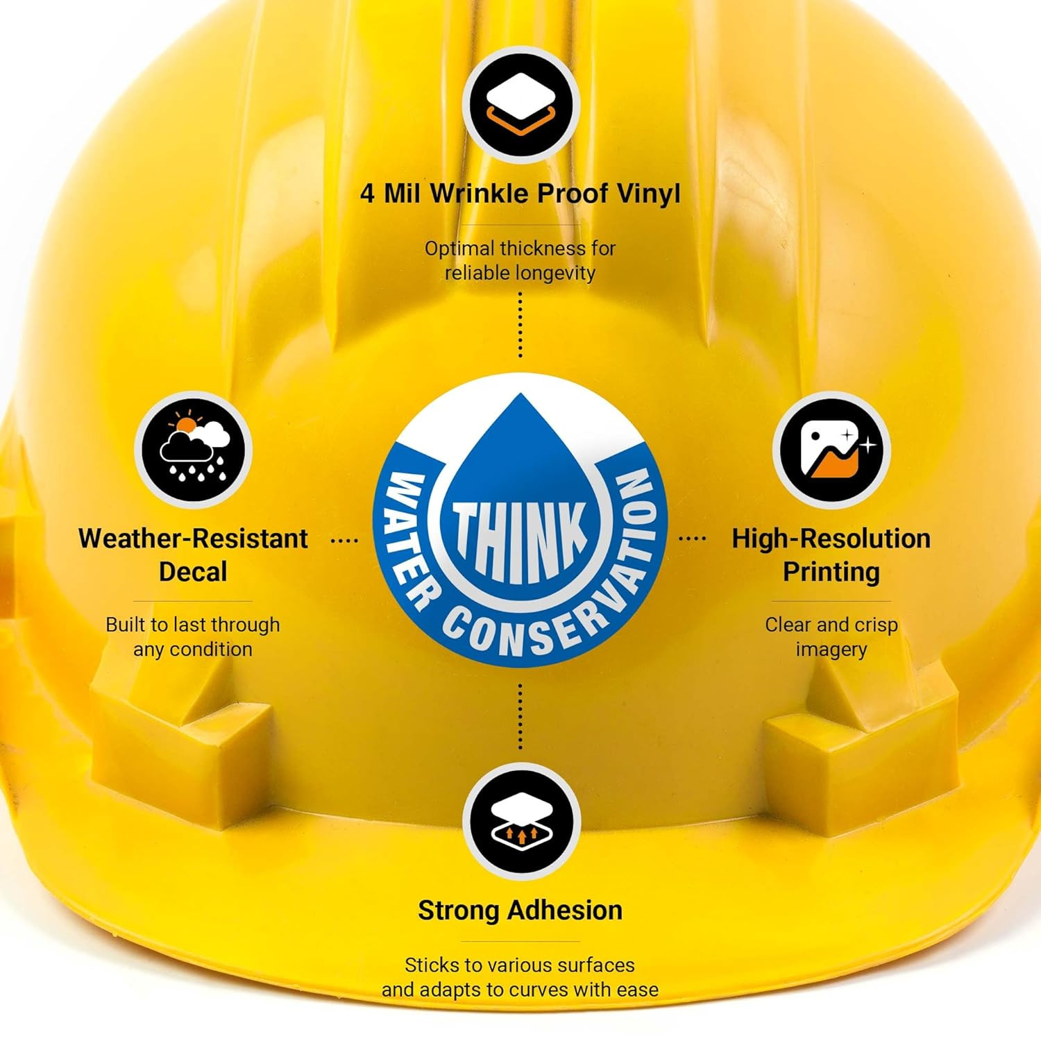 Water Conservation Hard Hat Sticker, 6 Pack, 2X2 Inches, Construction Decals