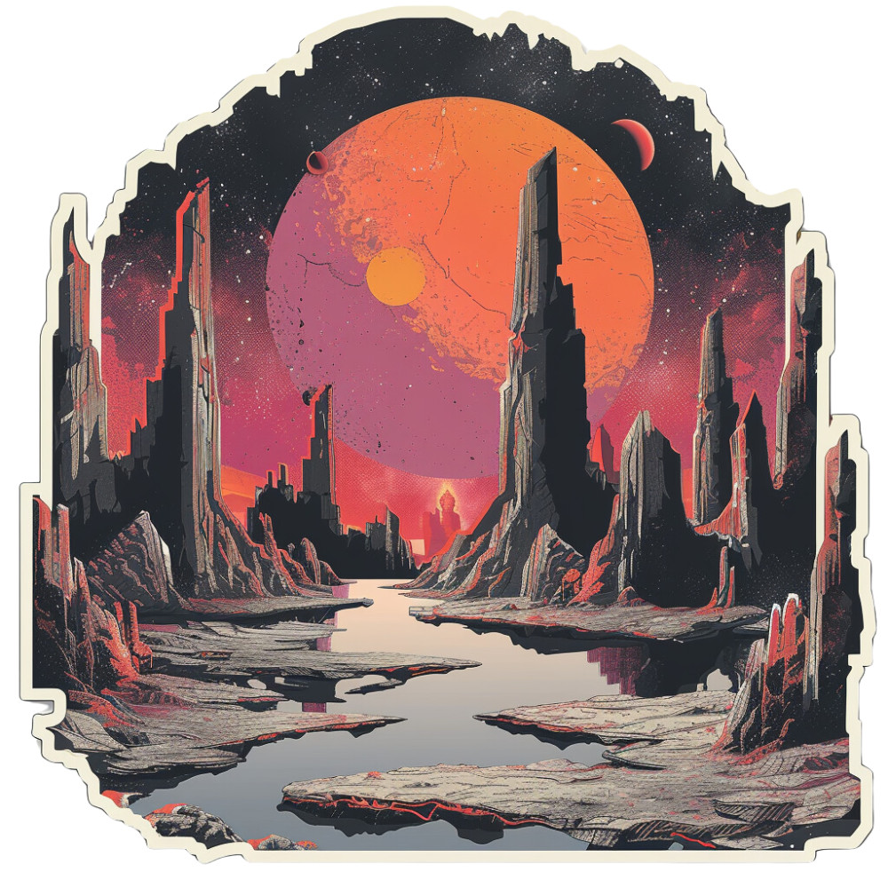 Other Worlds Glow in the Dark Stickers Sci-Fi Fantasy Art Space Planets Laptop