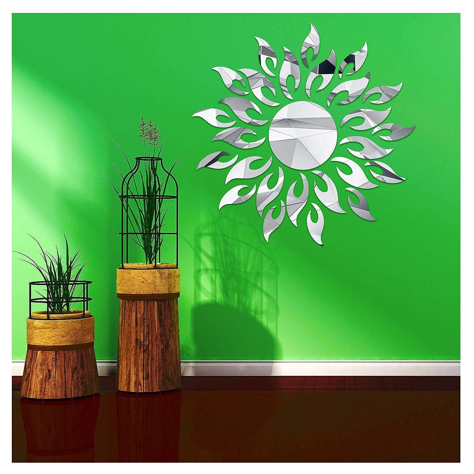 3D Mirror Sunlower Wall Decor Sticker, CUNYA Peel and Stick Wall Art Decals, …