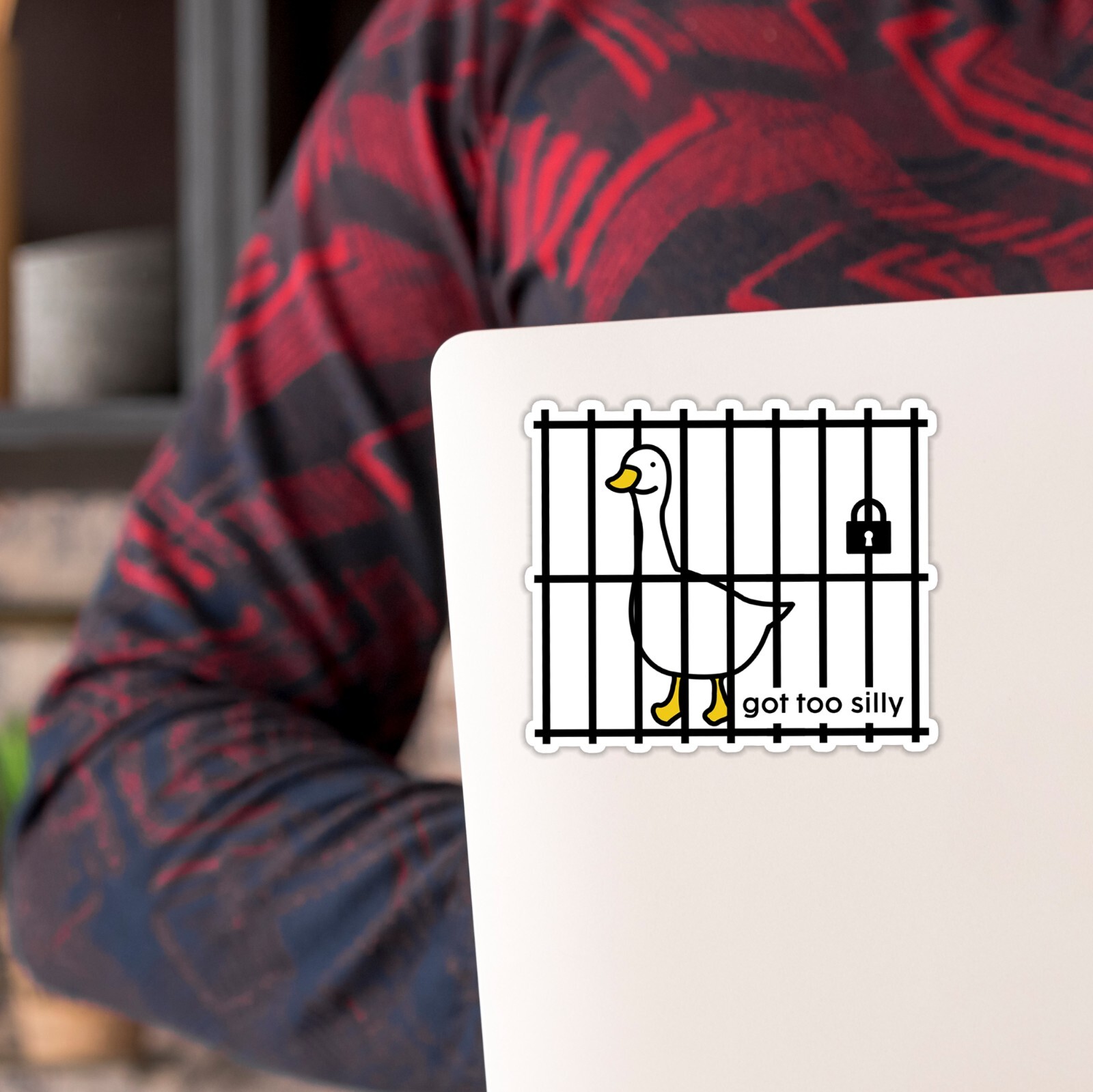 Got Too Silly Goose Sticker Funny Jail Meme Water Bottle Laptop Notebook Sticker
