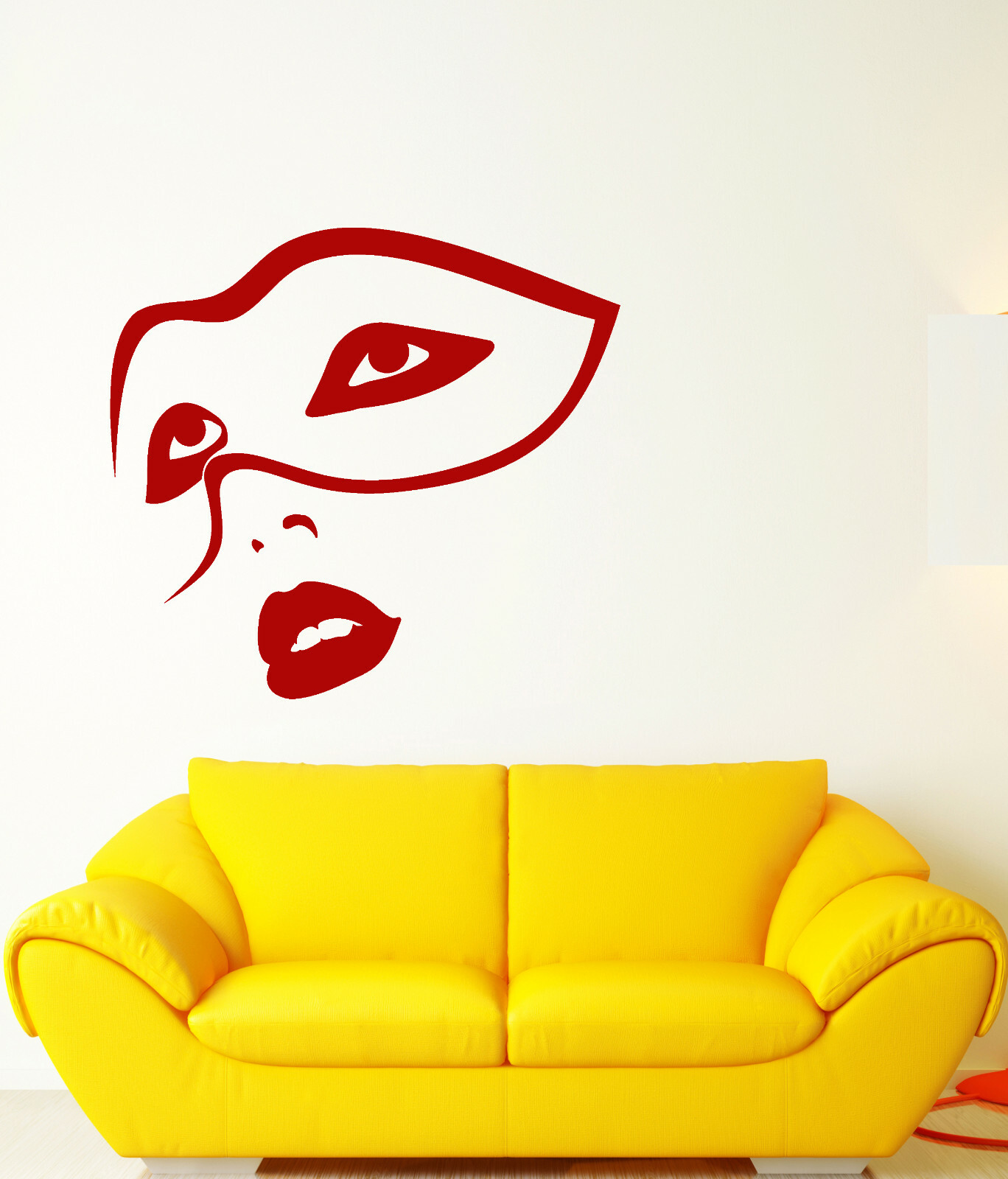 Vinyl Wall Decal Carnival Party Face Mask Sexy Girl Lips Stickers (3452ig)