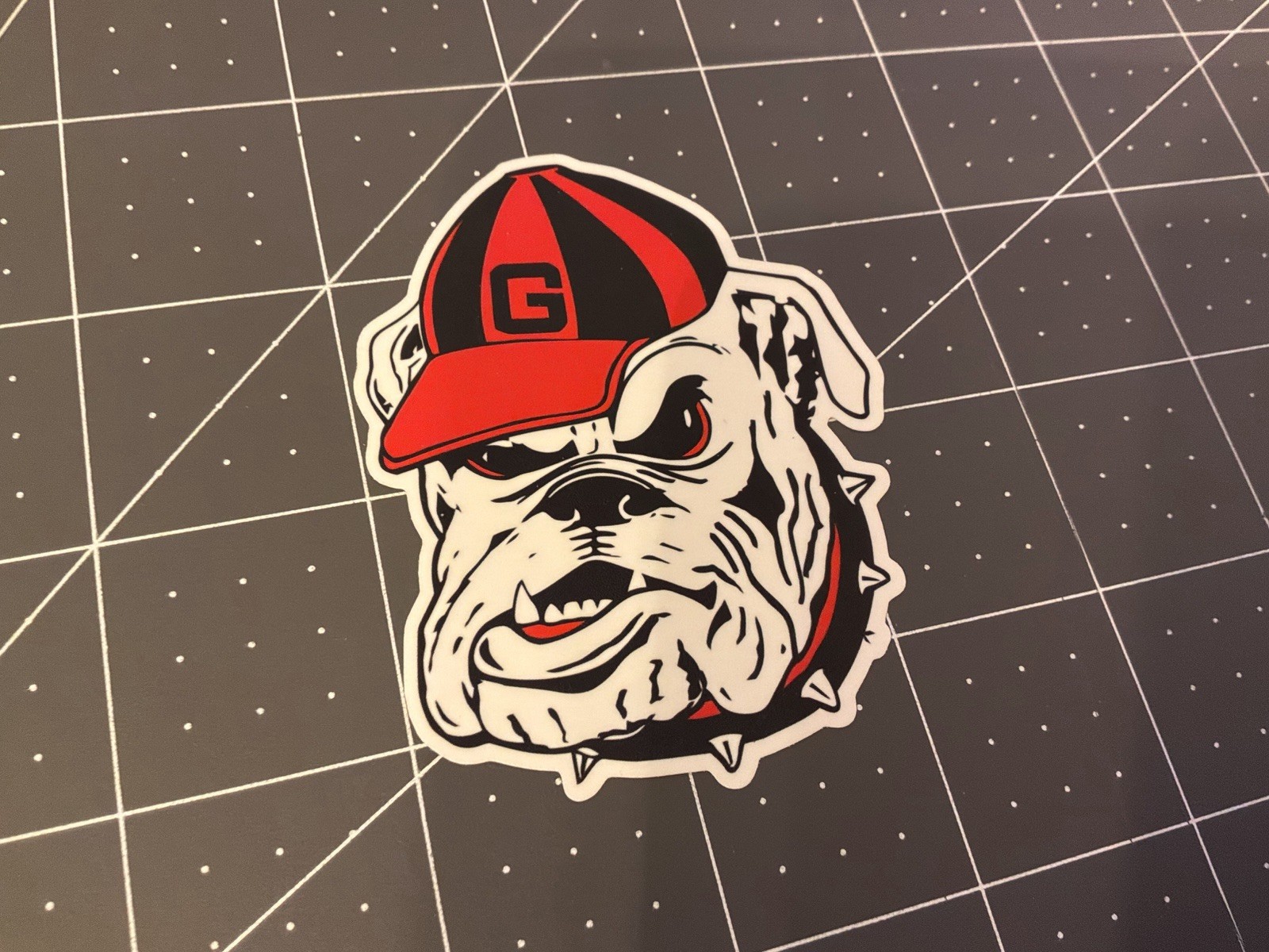 Georgia Bulldogs Sticker 3” Red Cap