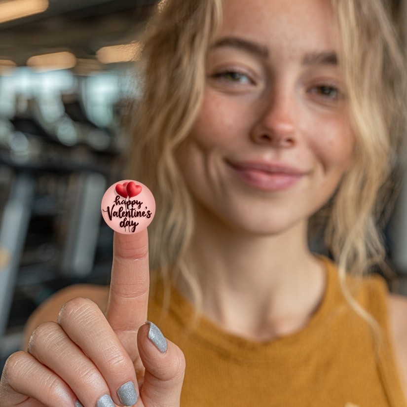 Happy Valentine's Day Heart Shape Stickers Set, 1.2" & 1.5"