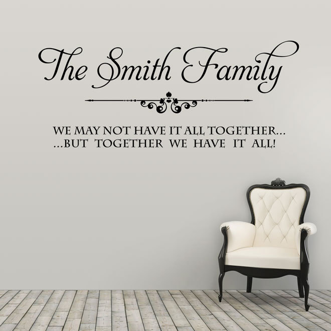Personalised Family Name Vinyl Wall Sticker Art Lounge Bedroom Kitchen Home Deco
