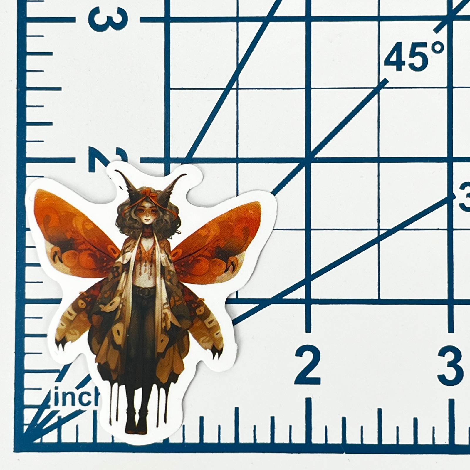 Fantasy Moth Pixie Vinyl Sticker Orange Fairy Insect Journal Laptop Craft
