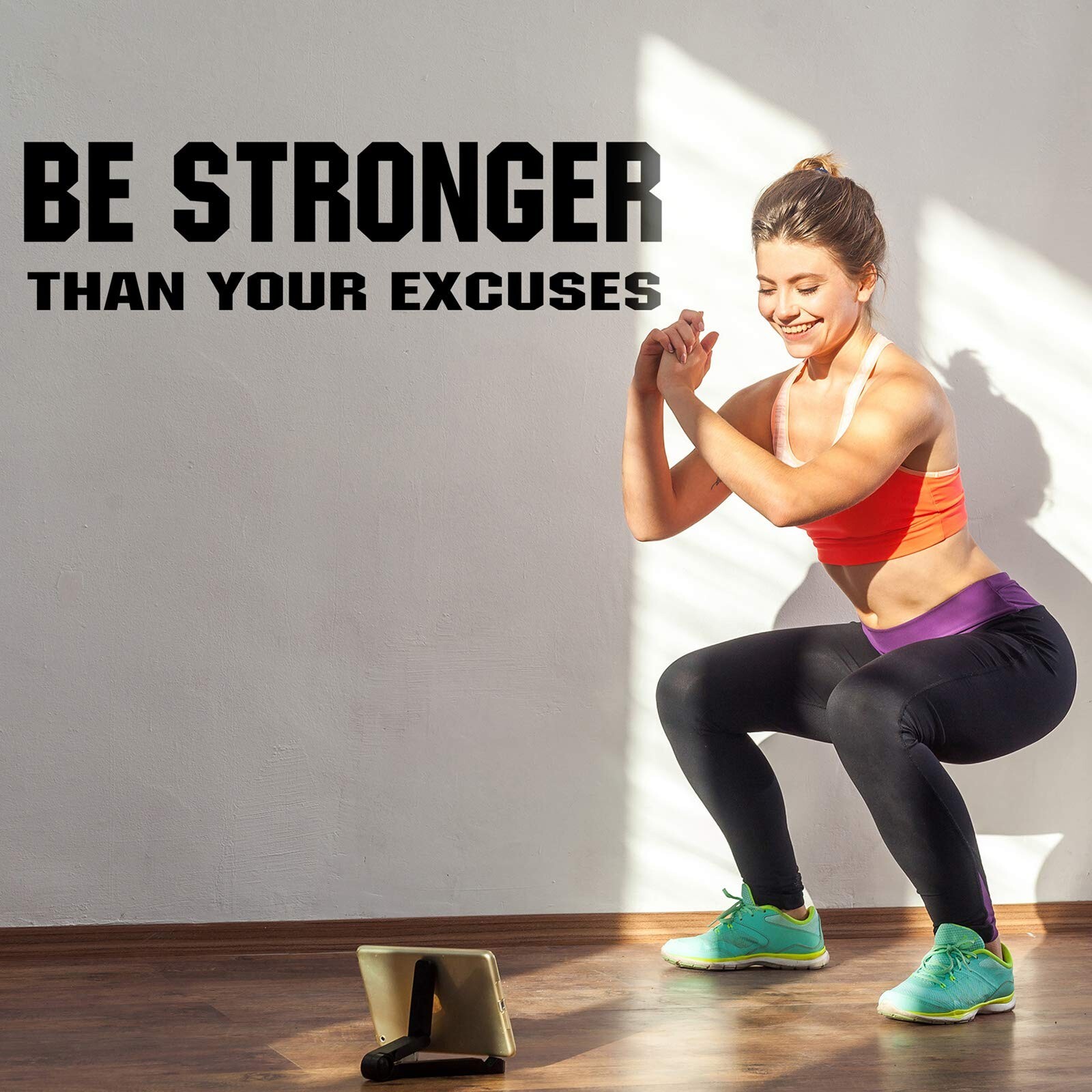 4 Pieces Gym Wall Decal Motivation Vinyl Wall Decals Be Stronger Than Your Ex…