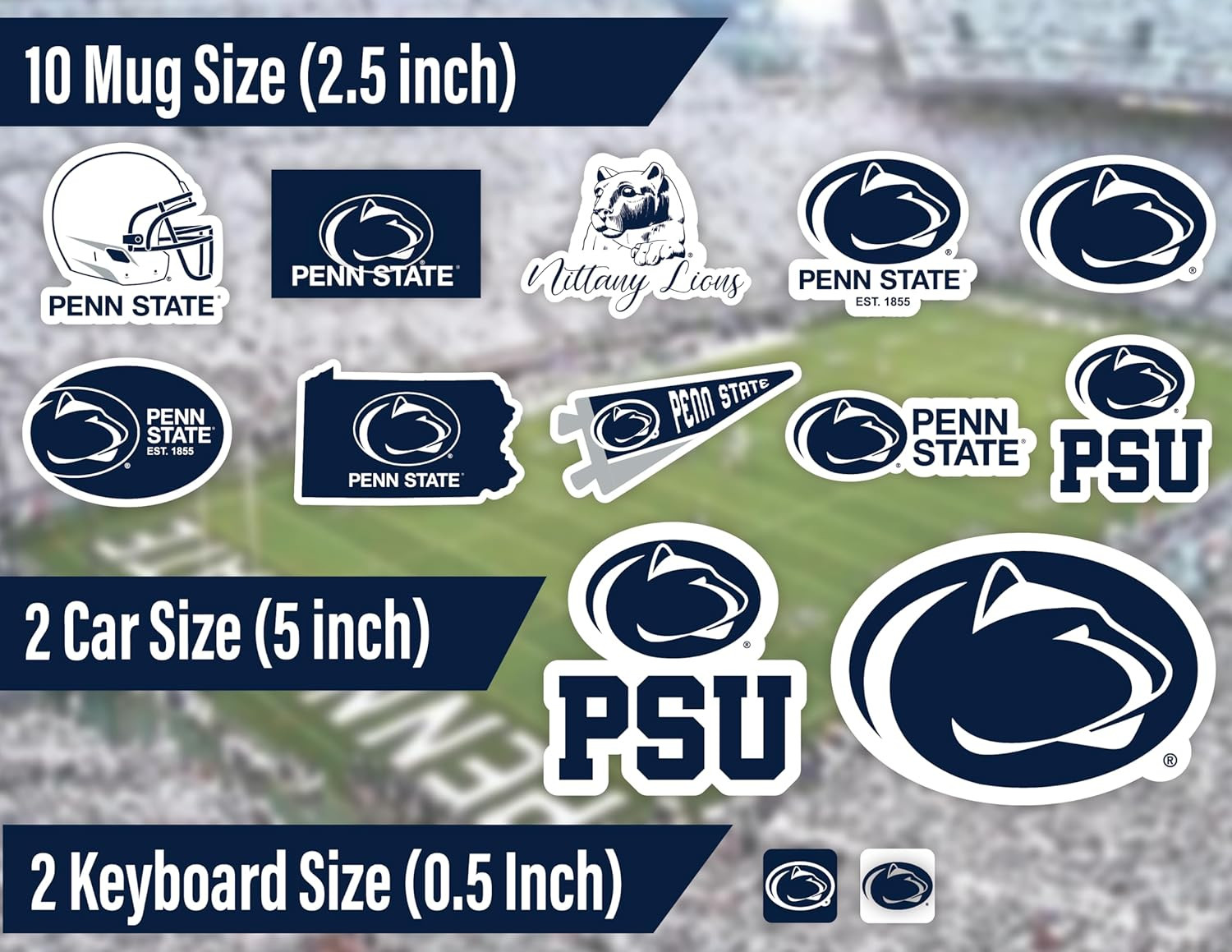 PSU Stickers for Gift, Car, Water Bottle, Laptop, and Phone for Football Fans an