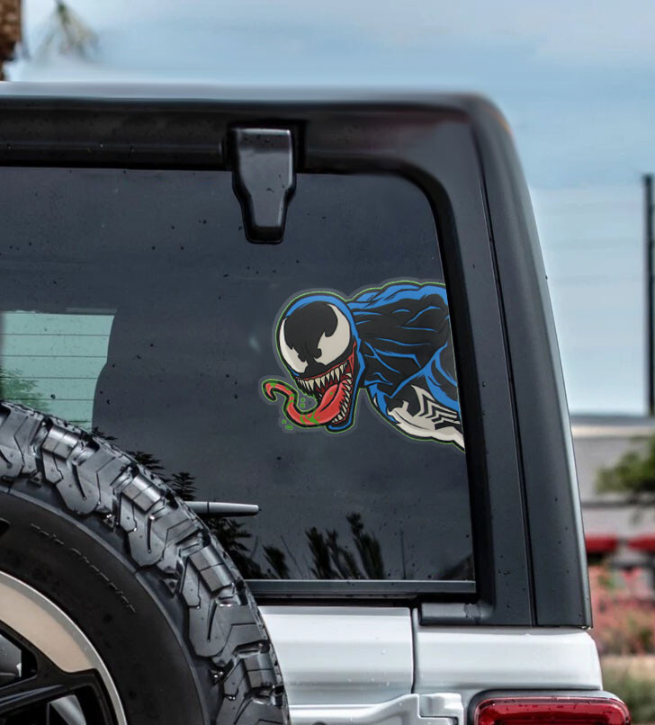 Venom Peeking Clear Vinyl Sticker 80s Marvel Spider-Man Car Laptop Comic Decal