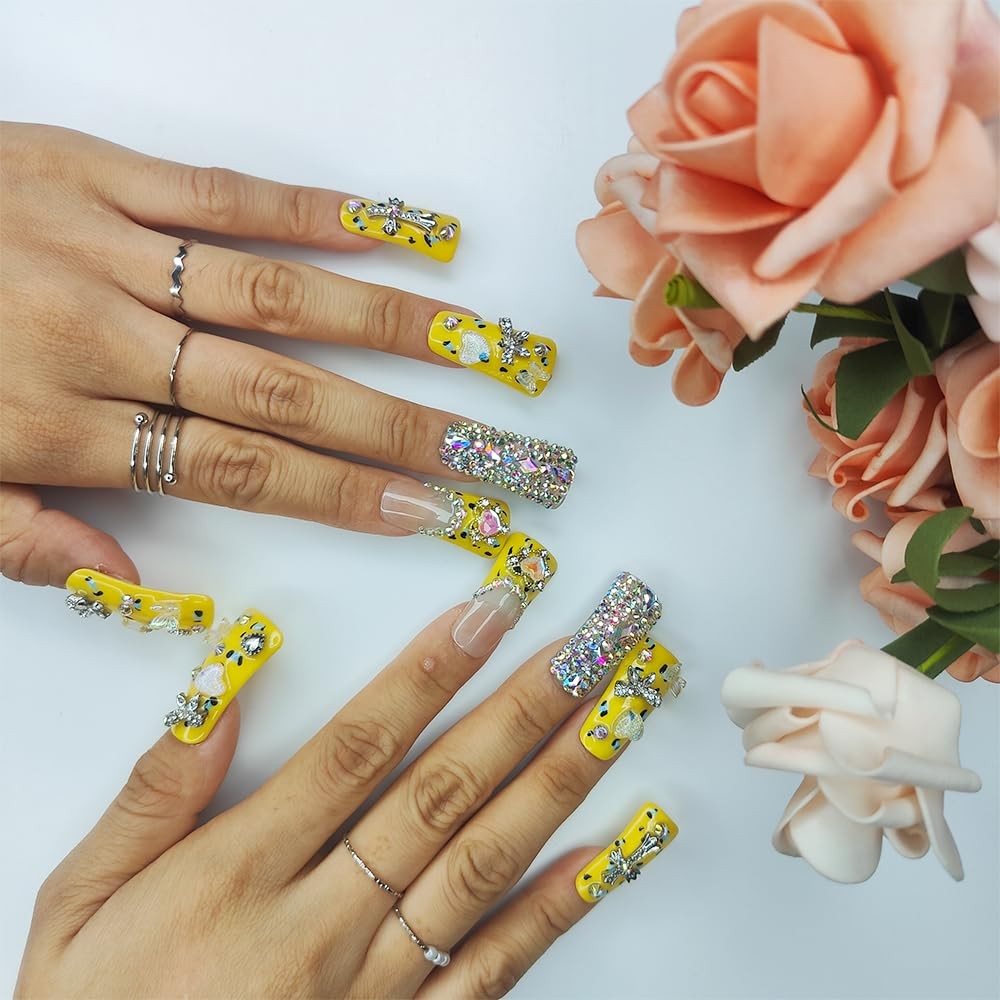 Citrine Crush Duck Press On Nails Handmade PMMA Acrylic Medium