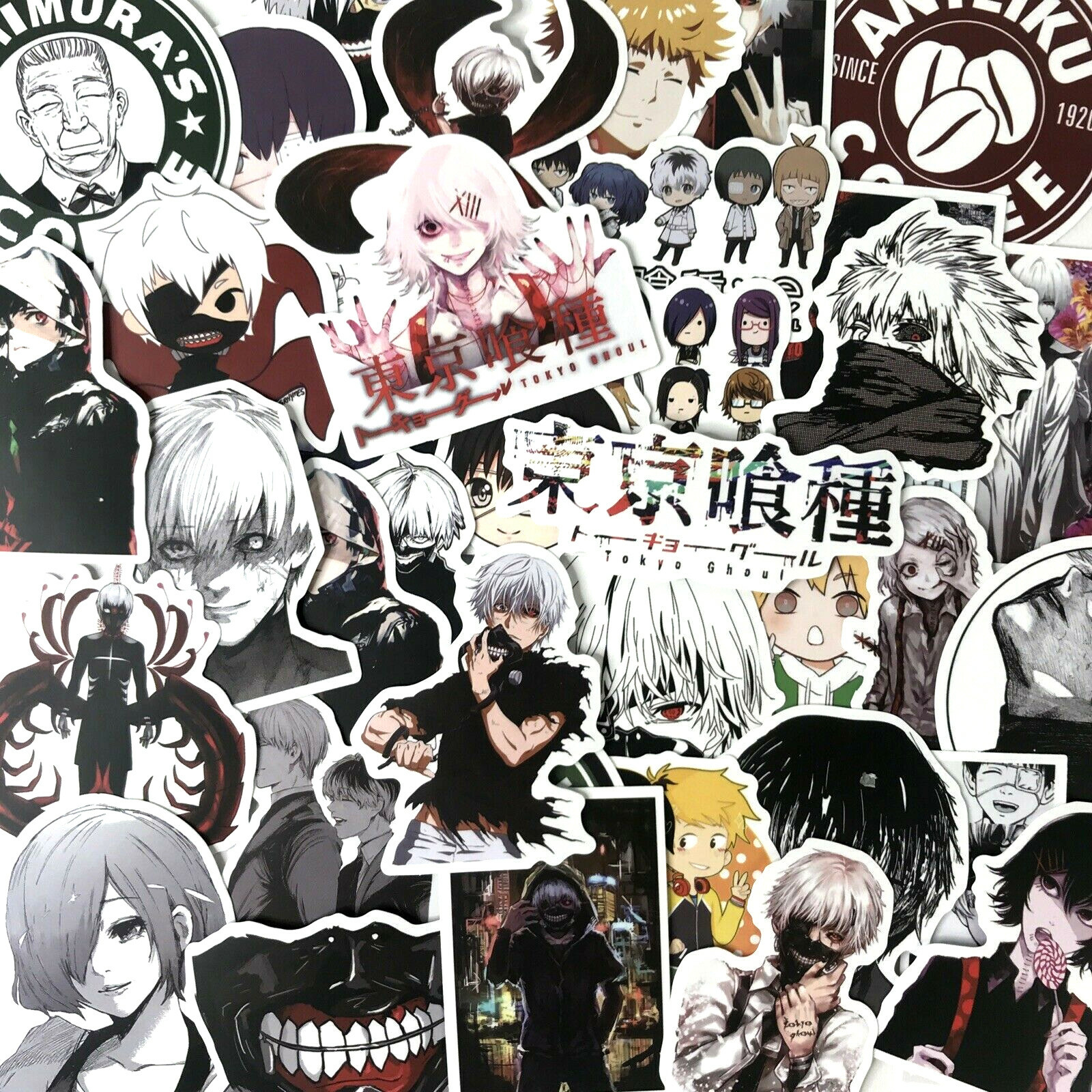 50pc Tokyo Ghoul Dark Fantasy Manga Guitar Laptop Notebook Decal Sticker Pack