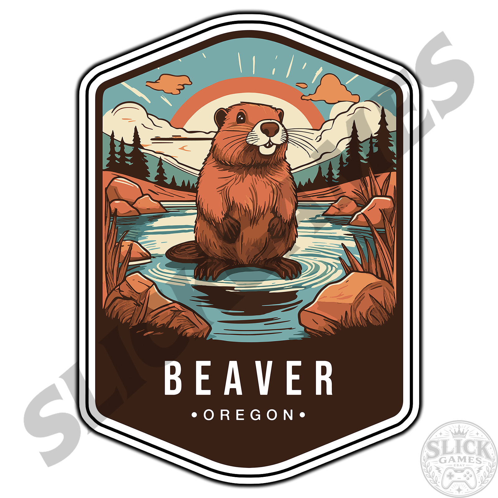 Beaver Oregon State Animal Travel #1 Sticker Waterproof Vinyl Decal Die-Cut