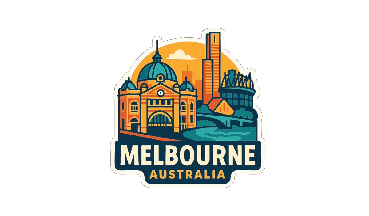 Melbourne Australia Sticker Decal Vinyl Die-Cut City Skyline Landmark Design