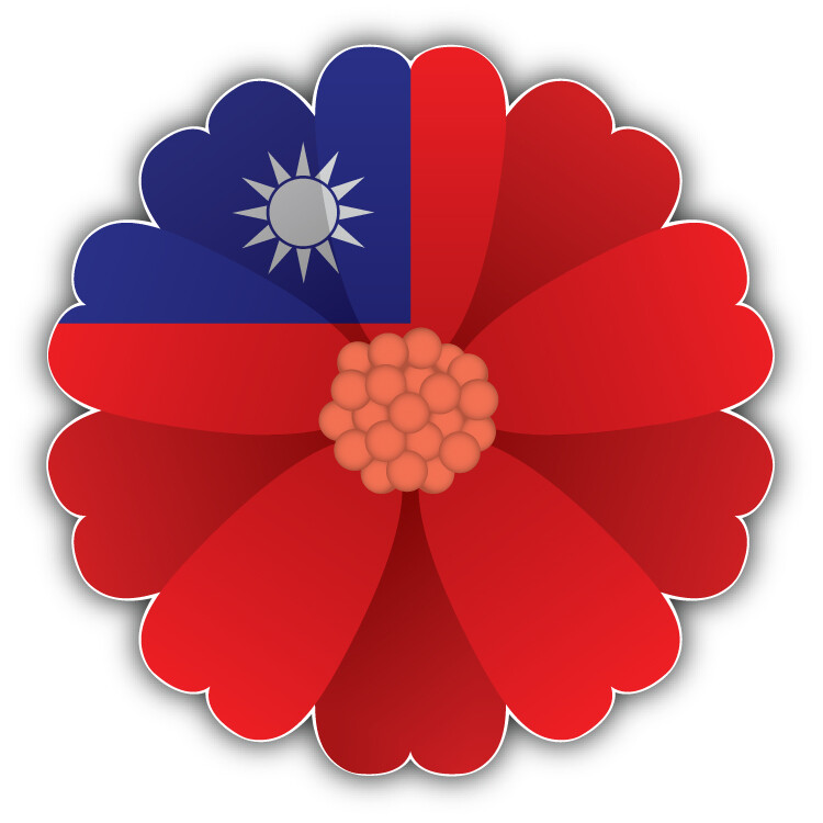 Taiwan Flag Flower Car Bumper Sticker Decal