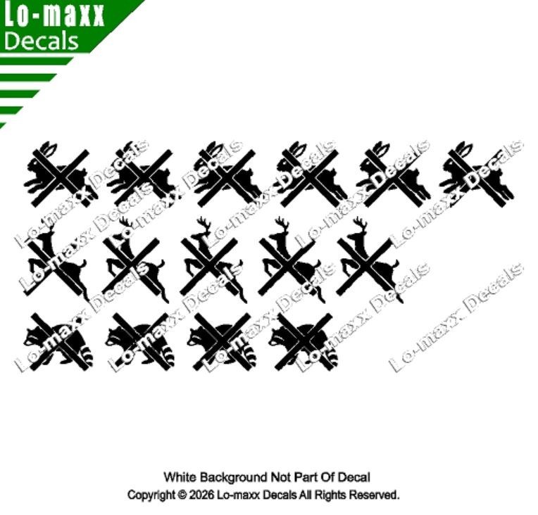 Deer Rabbit Raccoon Kill Markings Die Cut Vinyl Decal Hunting Truck Car Sticker