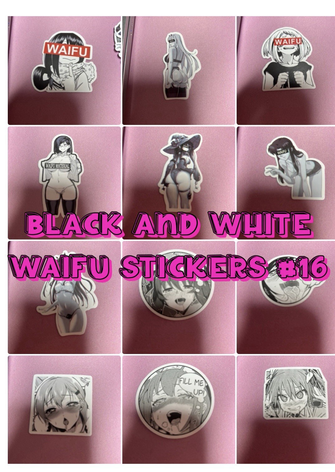 black and white waifu lewd fantasy girl sticker #16