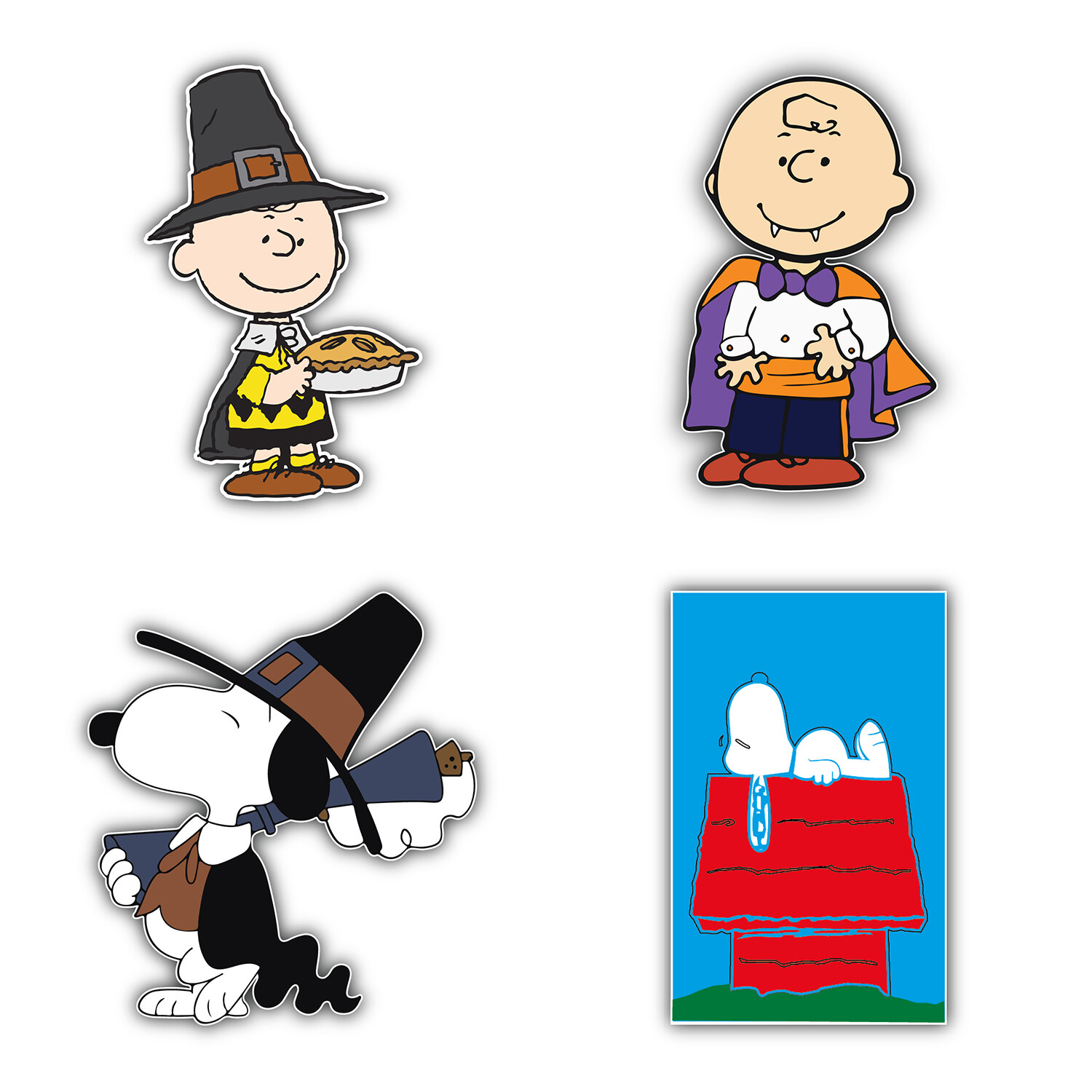 Peanuts Cartoon Set Of 4 Vinyl Sticker Decal – 5" longer side ID:11