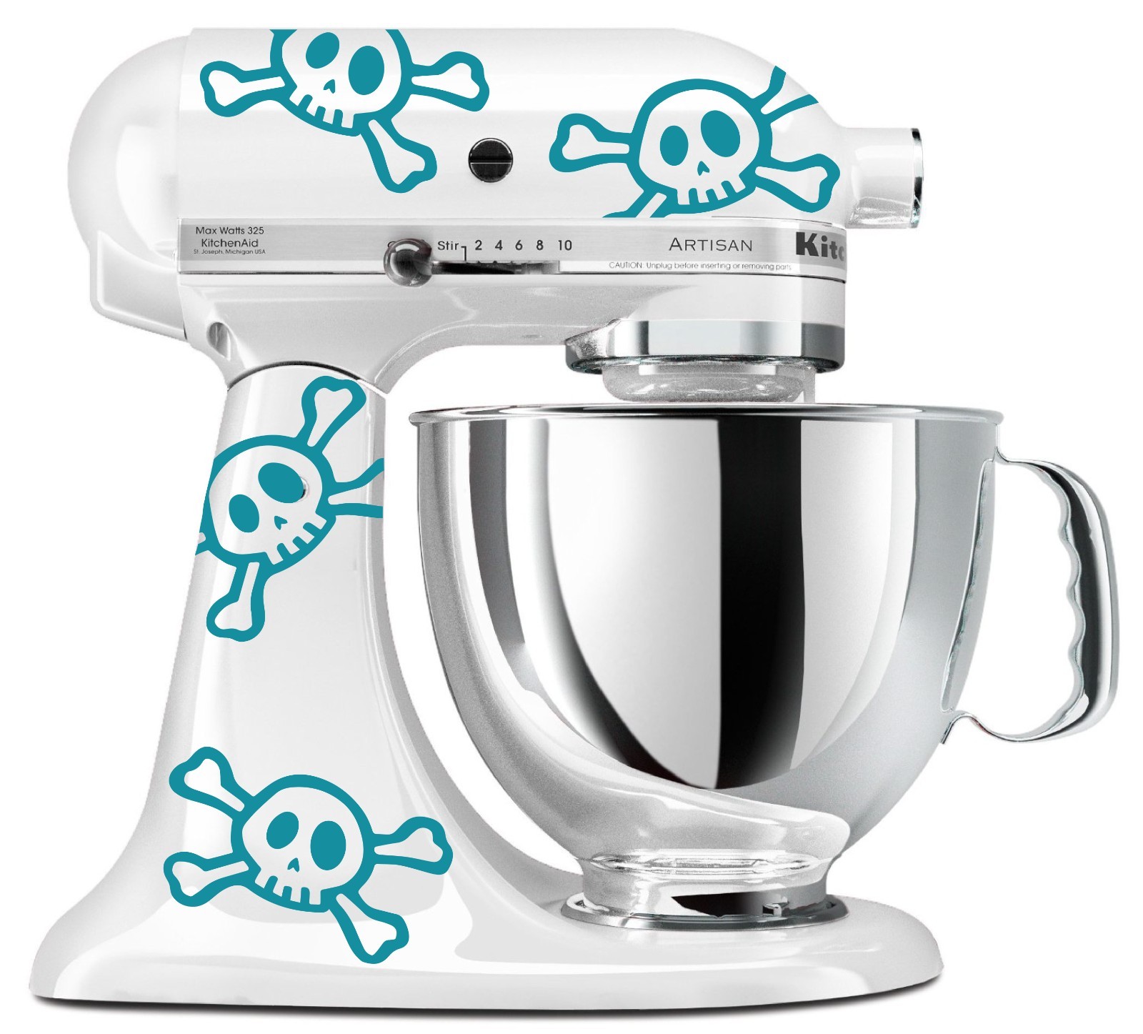 Skull & Crossbones Vinyl Decals for KitchenAid Mixer: Set of 8