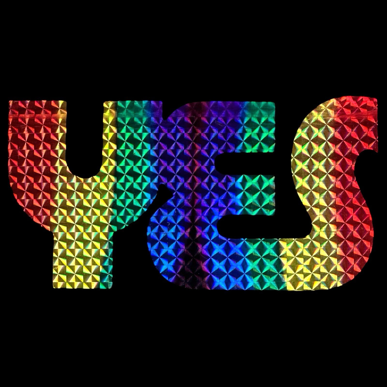 Vintage YES Rainbow Prism Holographic Sticker Psychedelic Retro Decal Rock Band