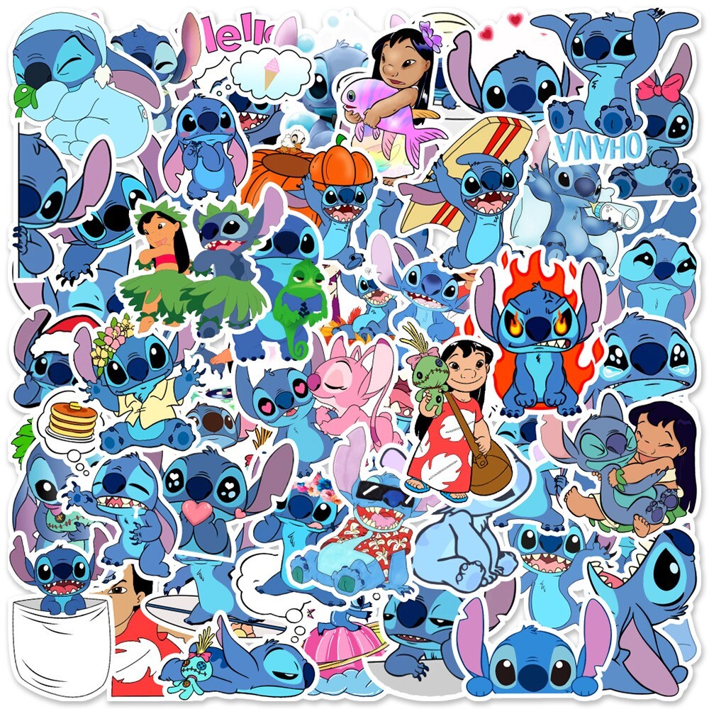 50 Pcs Stickers Lilo Stitch Cartoon Skateboard Car Laptop Bottle Bomb Graffiti