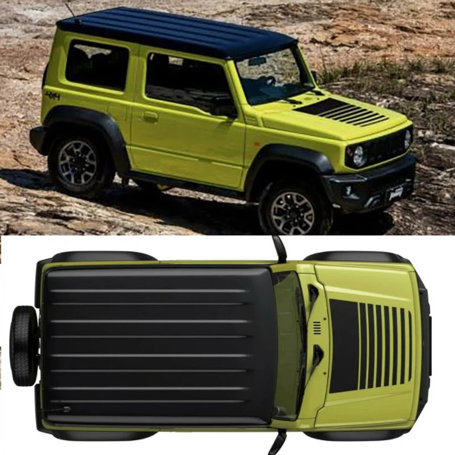 Aftermarket Matte Black 4×4 Off-Road Topo Map Hood Decal for Suzuki Jimny (2020–
