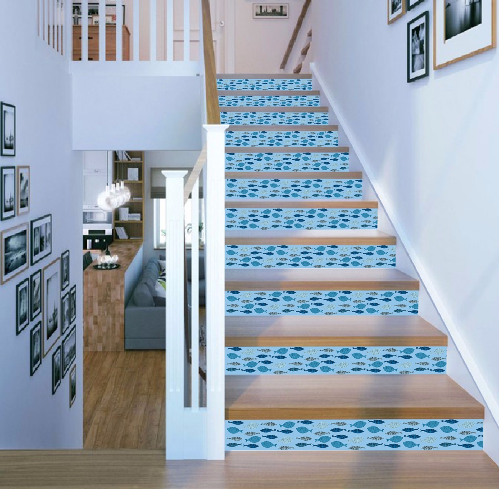 3D Blue fish 536 Risers Decoration Photo Mural Vinyl Decal Wallpaper US Lemon