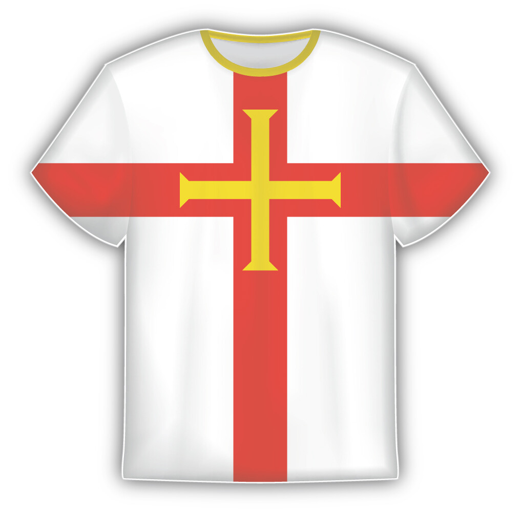 Guernsey Flag Sticker In The Form Of T Shirt Vinyl Sticker Decal