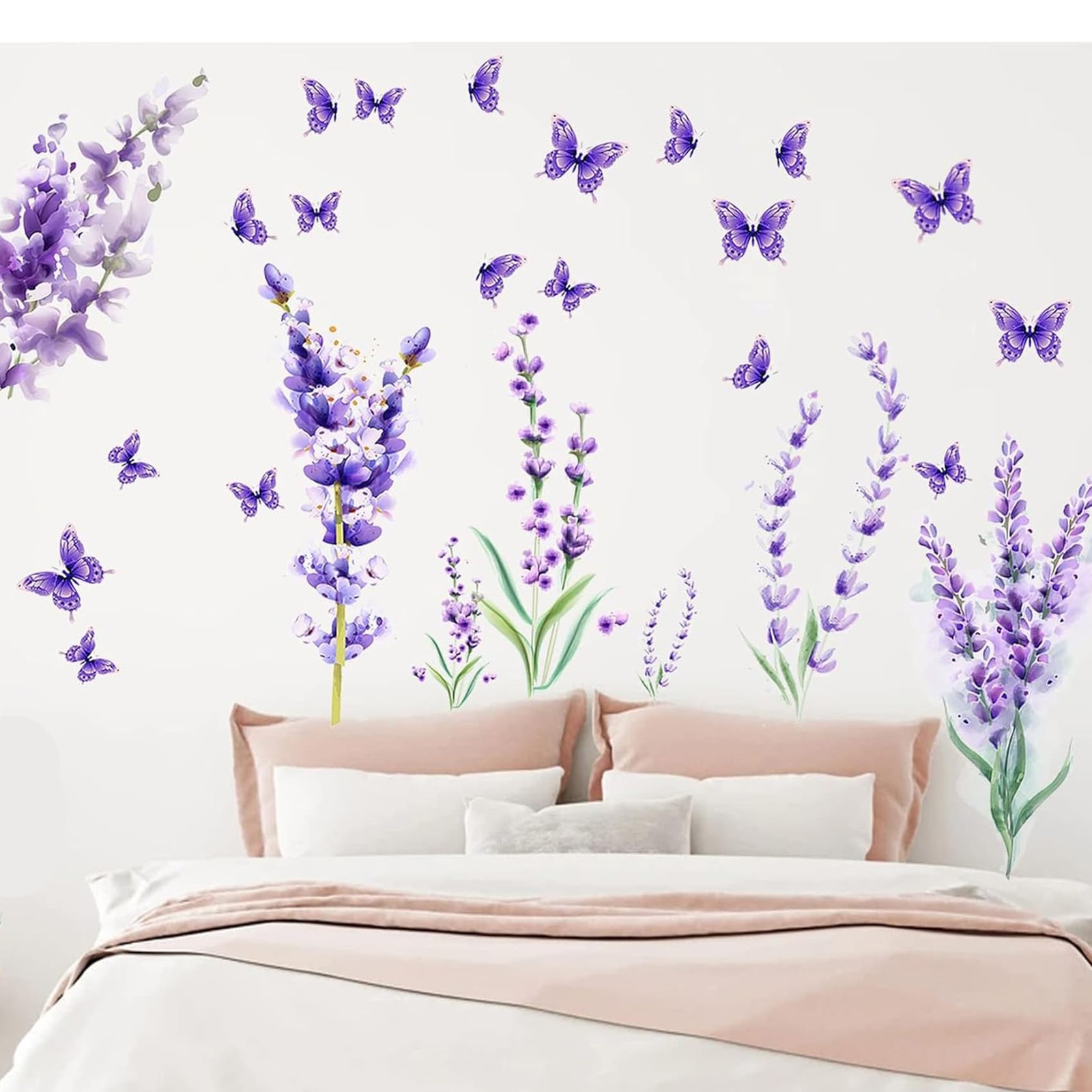 Removable Purple Lavender Wall Decals Purple Flowers Butterfly Wall Stickers …