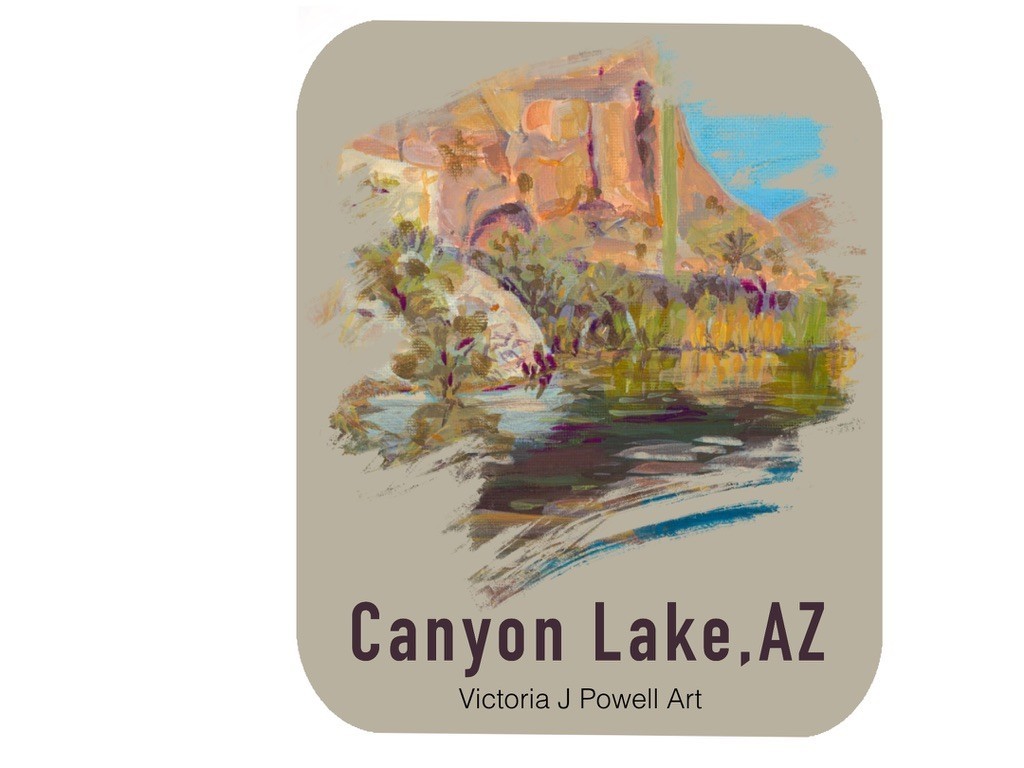 Fine Art Travel Sticker Canyon Lake Arizona Artist RV Van Car Collect