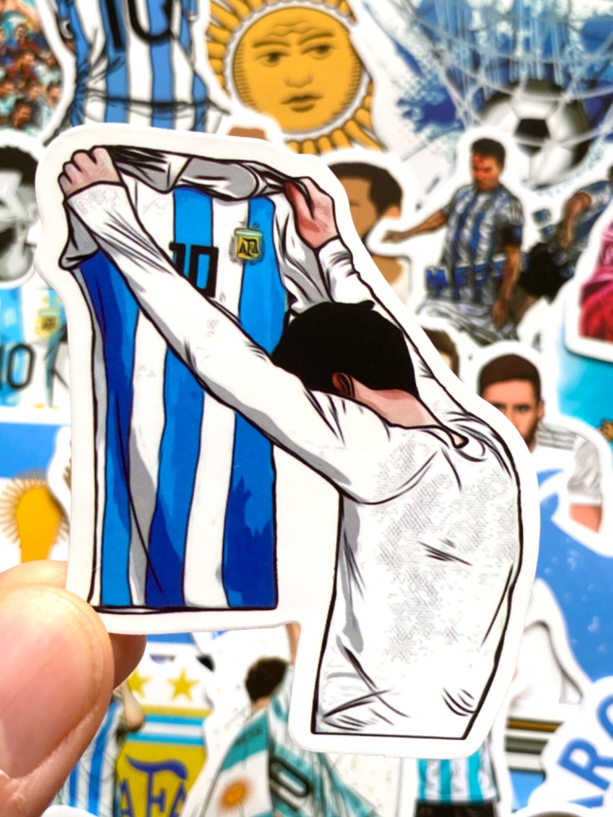 5-50 pcs Messi Inspired Stickers, Argentina World Cup Trophy Laptop Car Decals