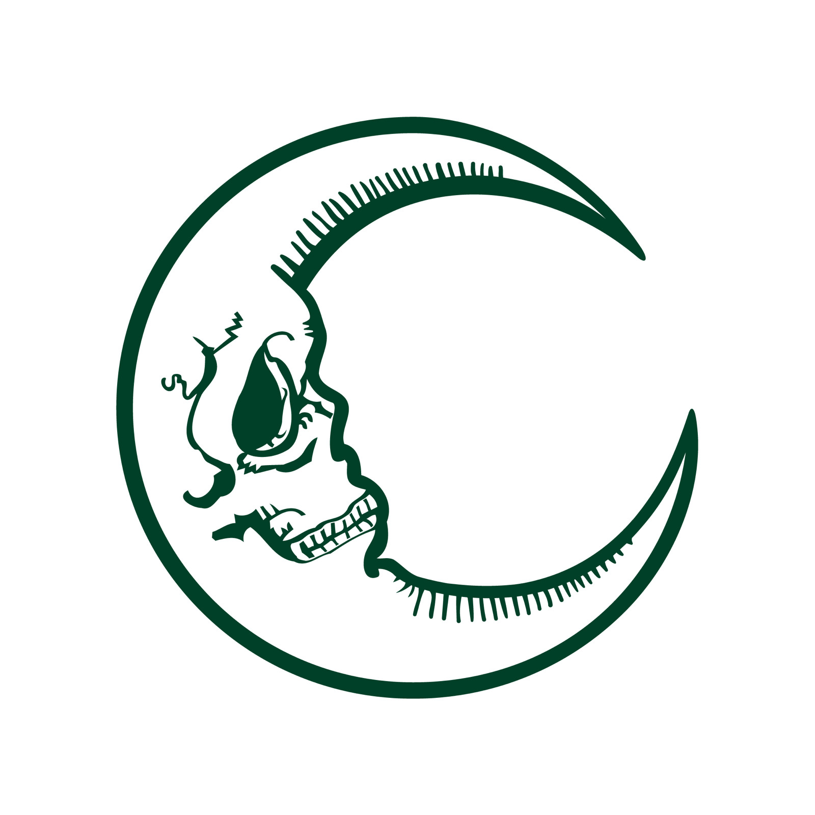 Crescent Moon Skull Made in USA Multiple Color Options & Sizes Avail Cars-6+yrs