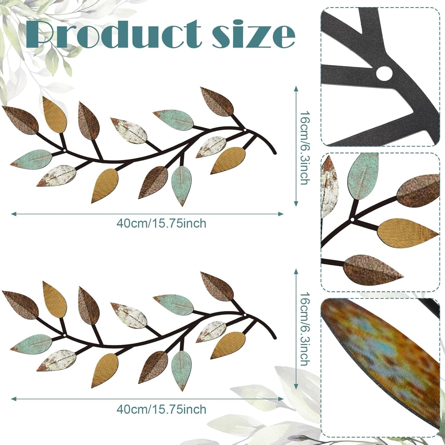 Modern Retro Leaf Metal Wall Art Set – Stunning Decorative Accents for Any Room