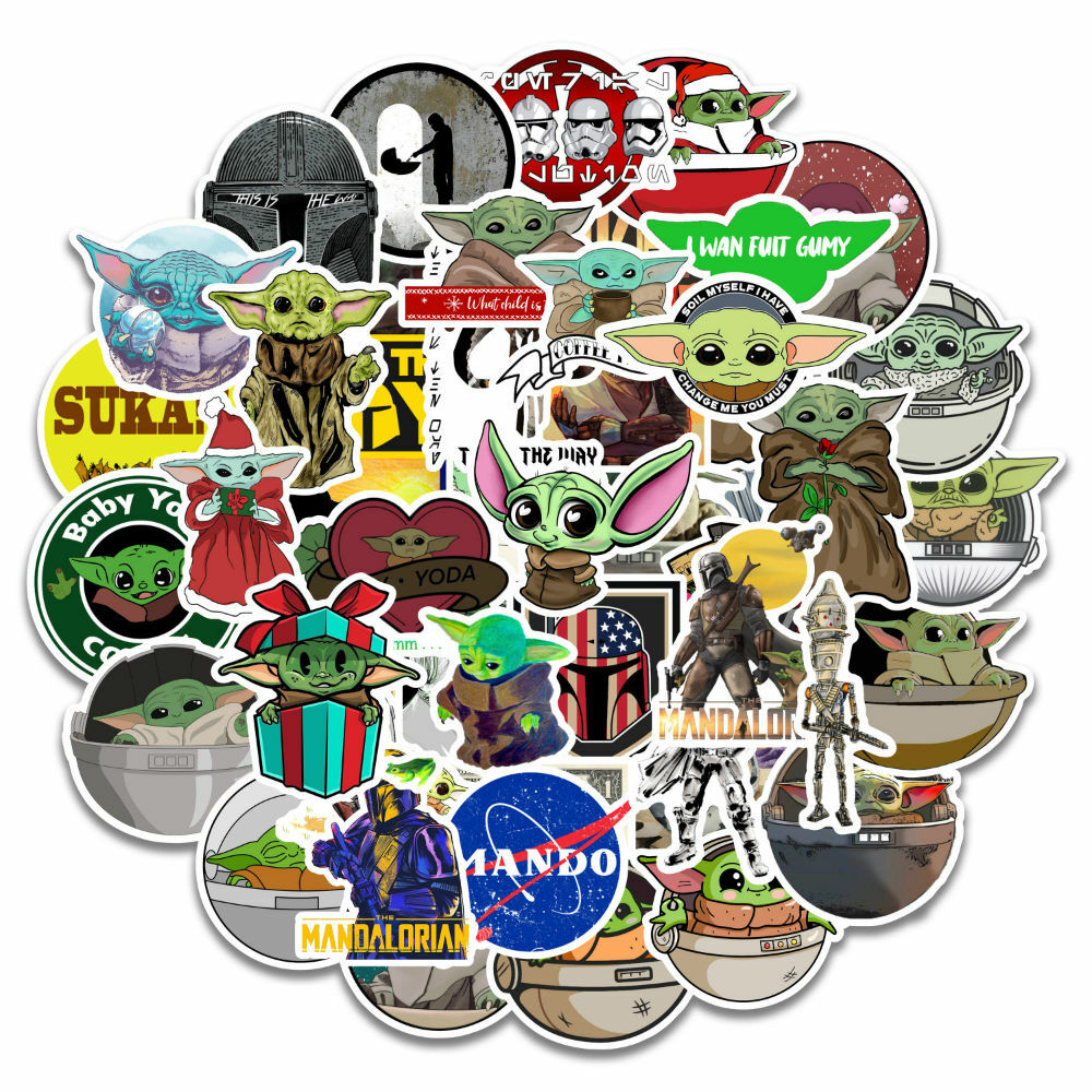 Baby Yoda Star Wars Mandalorian Vinyl Stickers 100 Pcs (2*50 Pcs) for Laptop etc