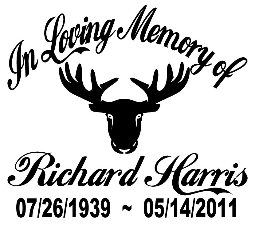 In Loving Memory Hunter Moose Icon Vinyl Memorial Sticker Decal – 2 Font Choices