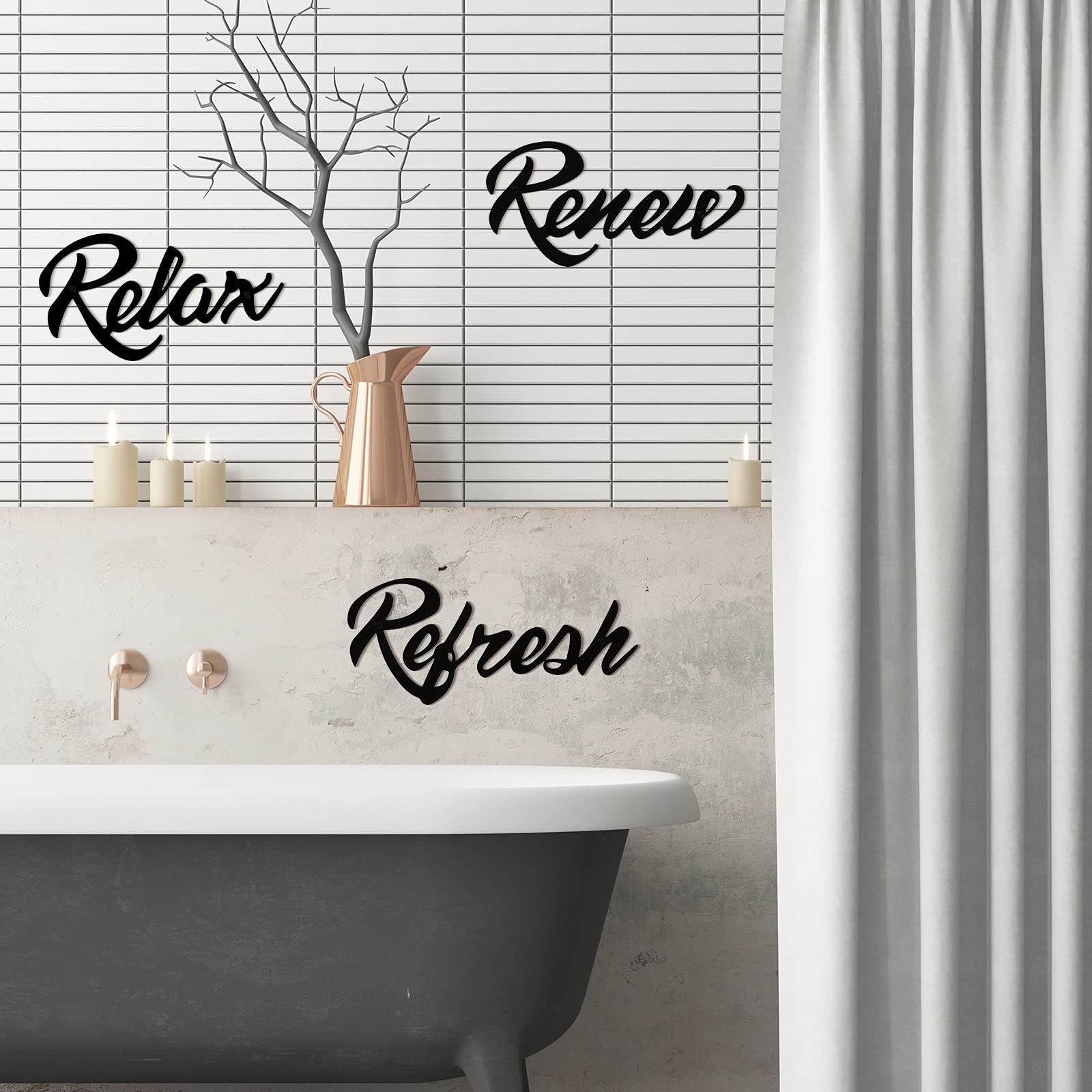 Hotop 3 Pcs Bathroom Wall Decor 23.5 x 12 cm, 30 x 13 25 x 12 Black