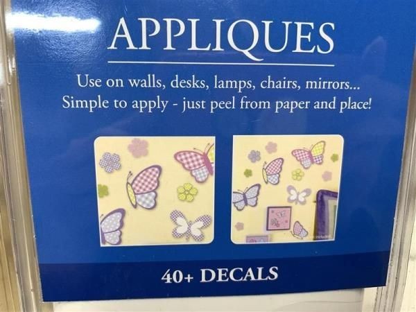 12 Pkgs. 480+ Butterfly and Flower Decals Stickers Appliques/Removable/Reusable