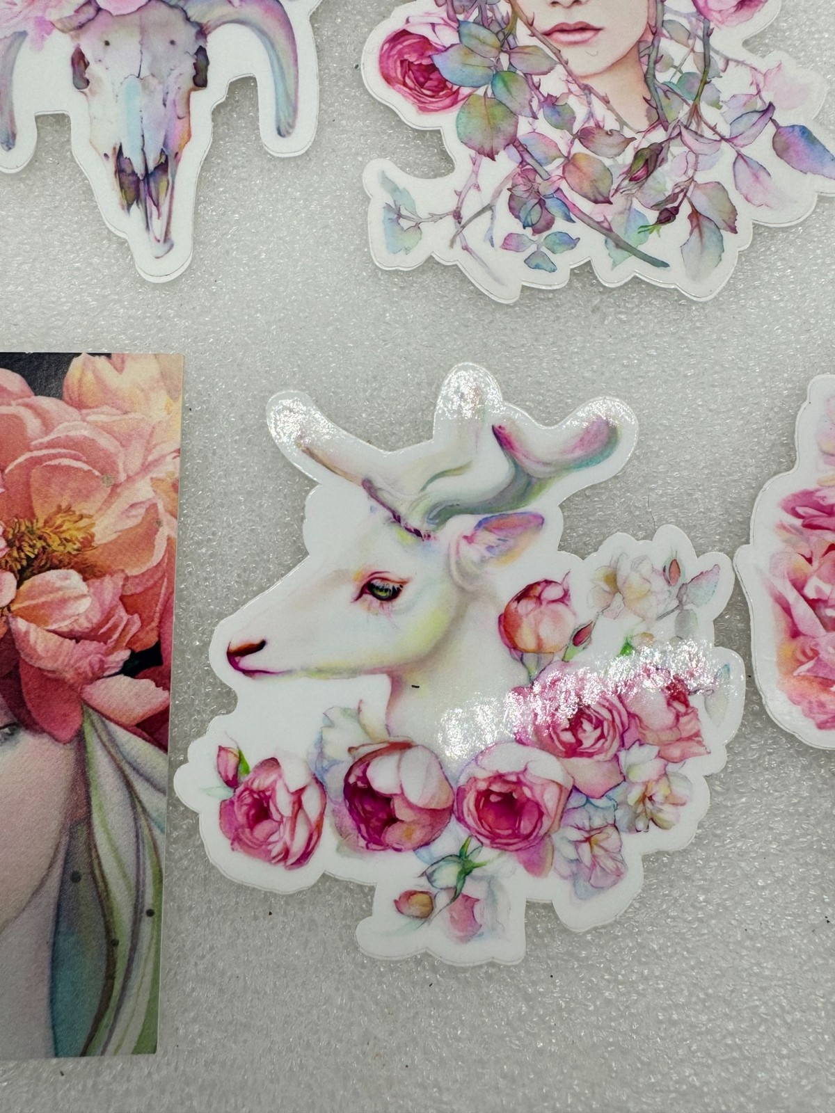 Tracy Lewis Art Illustrations Set of 6 Stickers Bat Skull Flowers