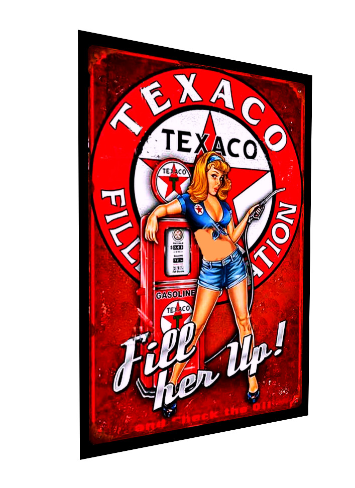 TEXACO GAS STATION STICKER SIGN SEXY WOMAN GASOLINE STATION FILLING STATION