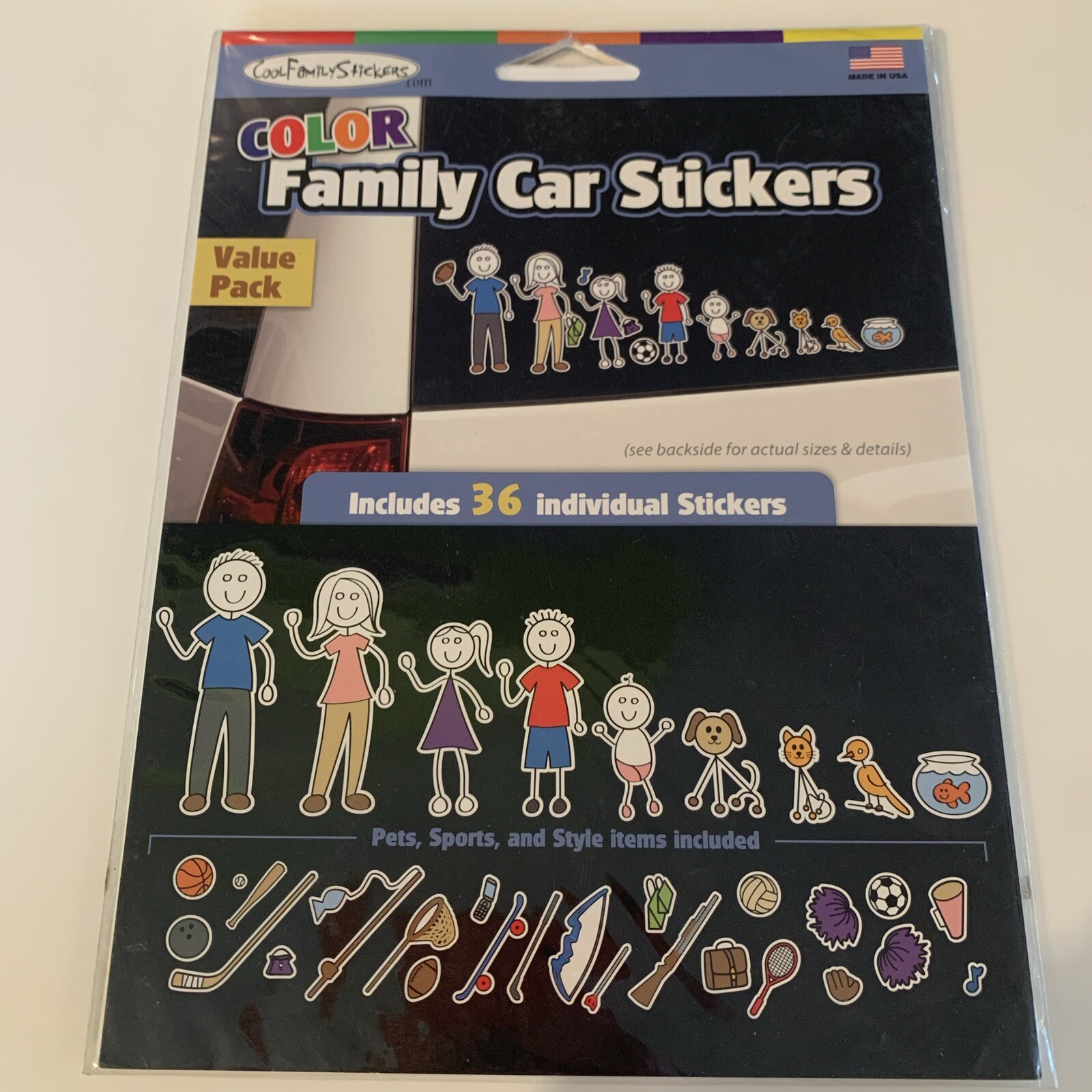 NEW Cool Family Stickers Car Window 18 Pack Mom Dad Kids Boys Girls Pets Sports