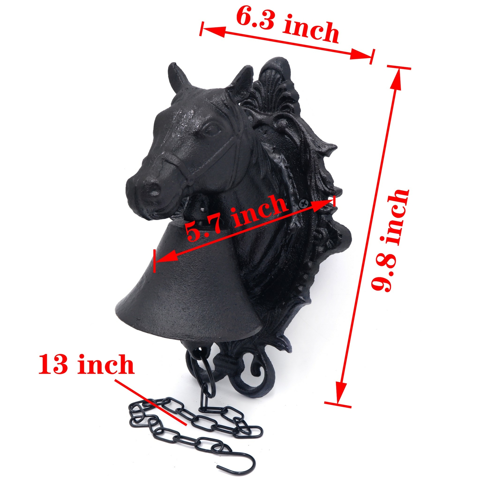 Horse Head Wall Hanging Mount Heavy Cast Solid Iron Handcrafted Antique Doorbell